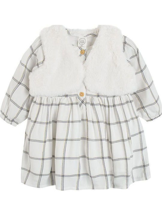 Cool Club Children's Dress Long Sleeve Set with Coat Ecru