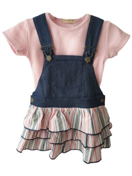 Grammy Kinderkleid Set mit Bluse Rosa