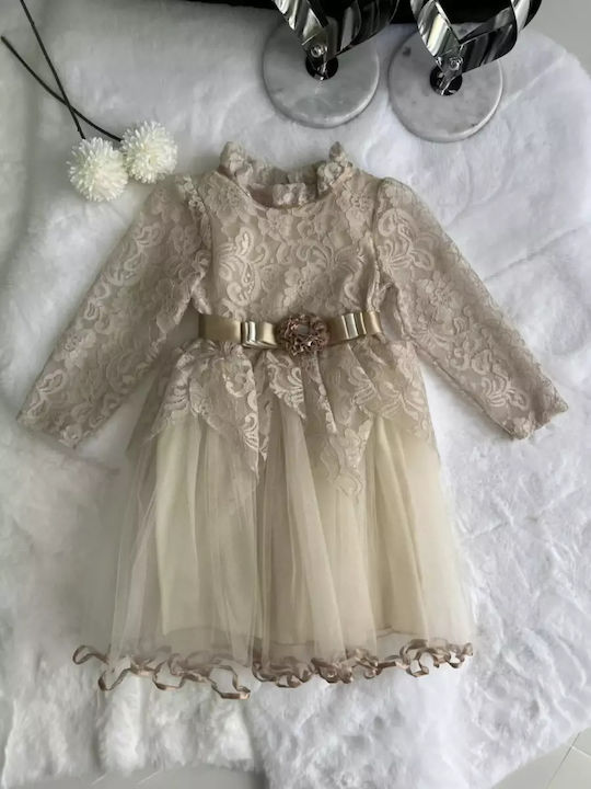 Beige Mädchenkleider Mädchenkleider Spitze