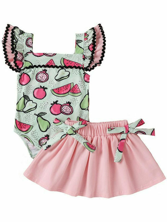 Castelli Baby Bodysuit Set Short-Sleeved with Skirt Multicolour 2pcs