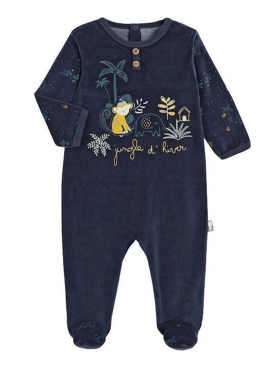 Petit Beguin Baby-Strampler Pyjama Bebe Samt Jungle Dhiver 6011416-jungl Marineblau Dunkel Junge
