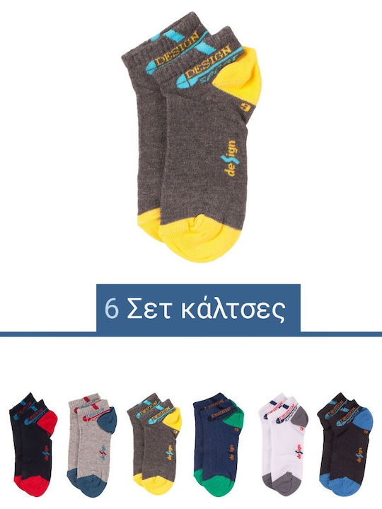 Design Letters Kids' Ankle Socks Black 6 Pairs