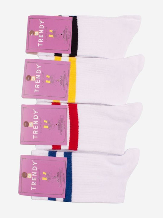 Εφηβικη Καλτσα Two Stripes Trendy Λευκο Pack 4 Τεμ Λευκό