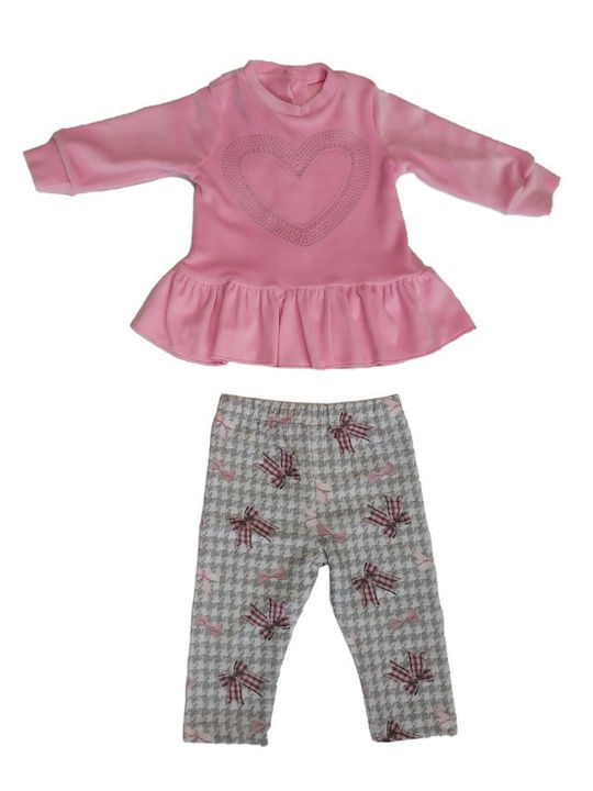 All Stars Kids Fashion Βρεφικό Σετ Φούξια Γκρι Βελουτέ 12622
