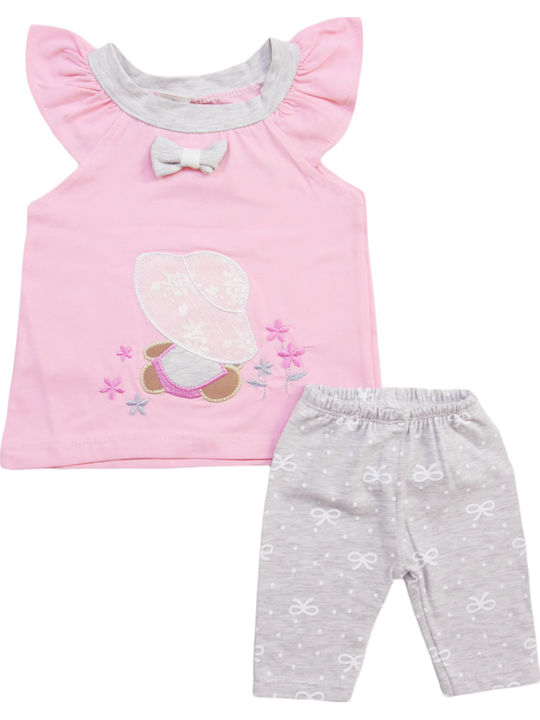 Poulain Kinder-Set mit Leggings Sommer 2Stück Pink/Grey