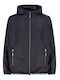 CMP Waterproof Kids' Casual Jacket Short Windproof with Hood Antracite/Acqua.