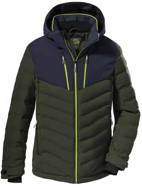 Killtec Wasserdicht Kinder Steppjacke Kurz Winddicht mit Futter & Kapuze Olive