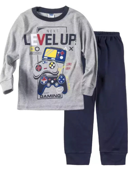 Παιδική Πιτζάμα Ελίνα Αγόρια Level Up Γκρι
