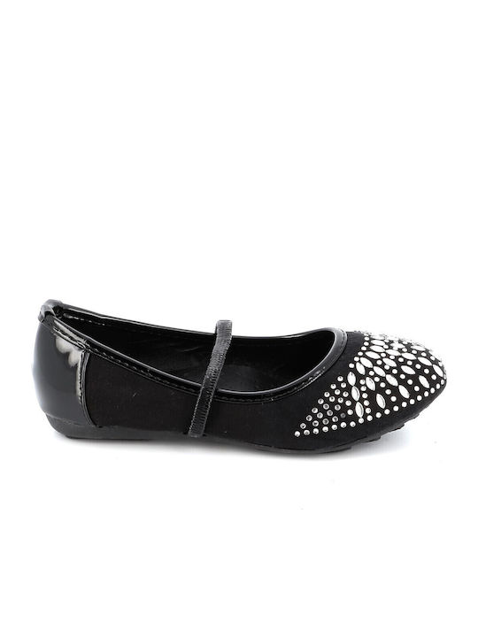 Meridian Shoes Kids Ballerinas with Elastic Strap Black