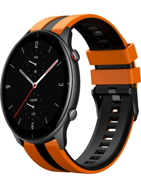 Amazfit Gtr 2e 22mm Two-Tone Sports Silicone Watch Strap Orange+Black