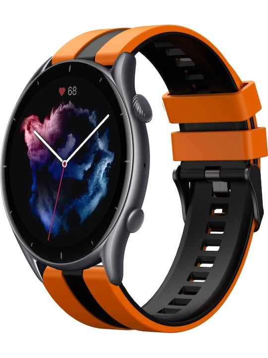 Amazfit Gtr 3 Pro 22mm Two-Tone Sports Silicone Strap Orange+Black