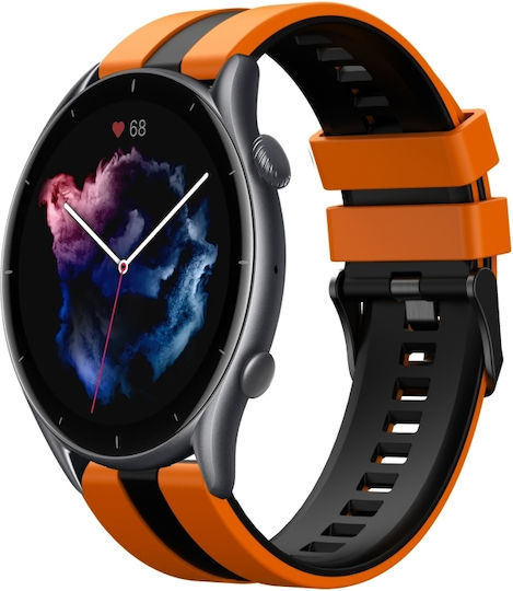 Amazfit GTR 3 Pro 22mm Zweifarbiges Sport Silikonarmband Orange+Schwarz