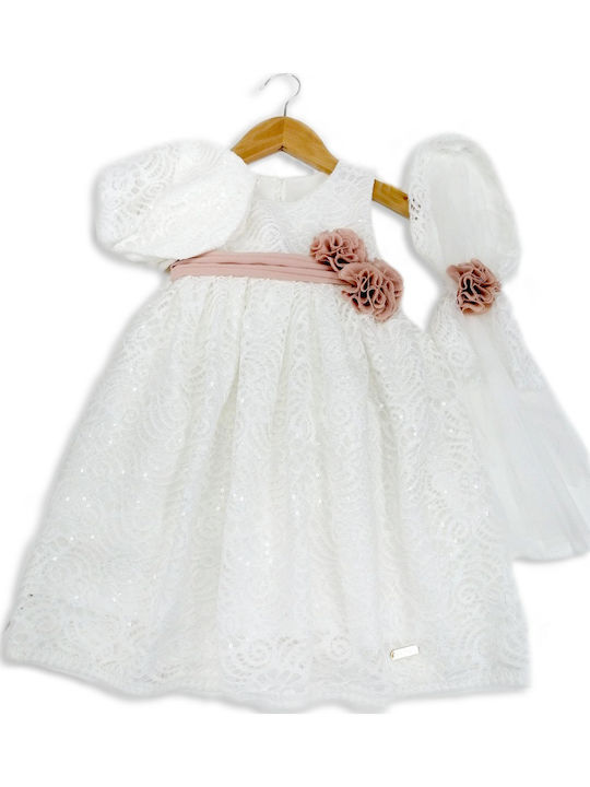 Mkd Taufkleid Mit Spitze Bolero Bandana Weiß Weiß