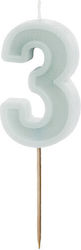 Birthday Candle Number 3 Light Mint 6 Cm