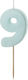 Birthday Candle Number 9 Light Blue 5.5 Cm