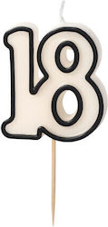 Birthday Candle Number 18 5.5cm White-black