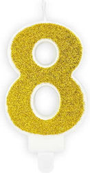 Number "8" Candle Gold Glitter