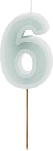 Birthday Candle Number 6 Light Mint 6 Cm