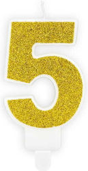 Number "5" Candle Gold Glitter