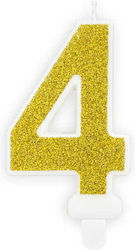 4 Geburtstagskerzen Gold Glitzer