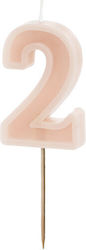 Birthday Candle Number 2 Dusty Pink 6 Cm