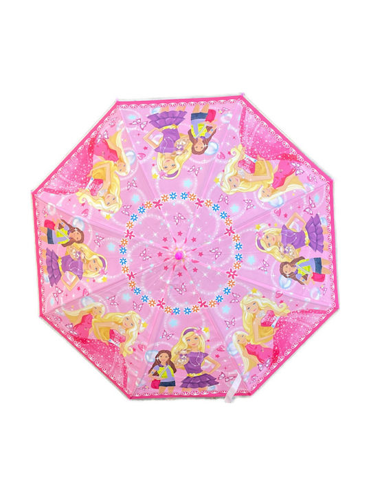 Детски чадър Розови Принцеси Извита дръжка Диаметър 75см Pink Umbrella
