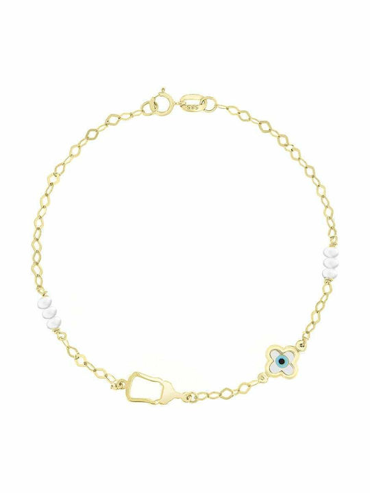 Eforo Kids Bracelet Chain K14 Baby bottle from Gold 14K with Stones