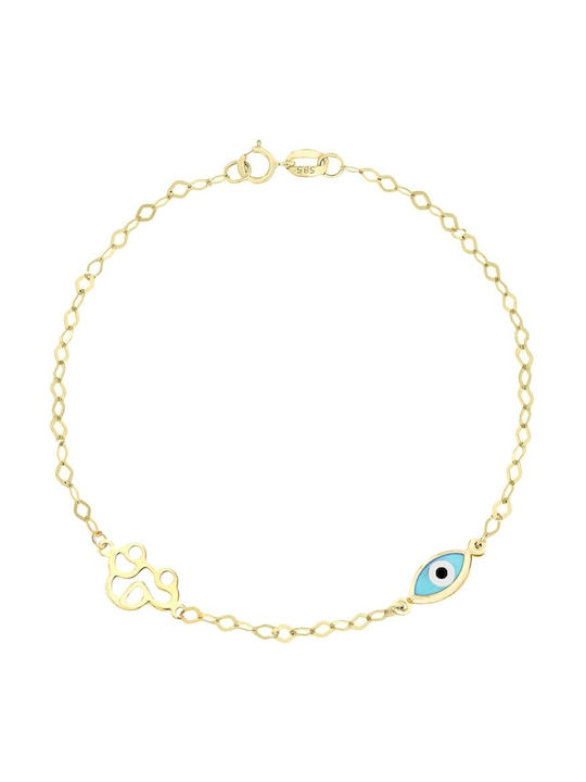 Eforo Kids Bracelet Chain K14 Car from Gold 14K with Evil Eye