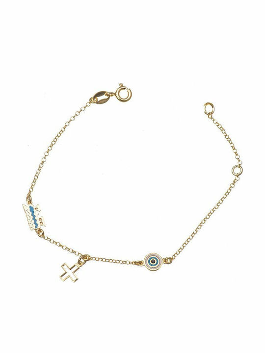 Paraxenies Kids Bracelet Chain from Gold-plated Silver with Σταυρό