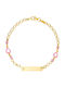 Kids Gold ID K14 Hearts Pink Enamel Kbt-20408y