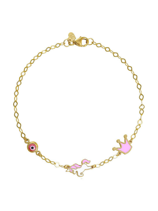 Ioannis Kosmima Kids Bracelet Chain from Gold-plated Silver with Crown Ioannis Kosmima Kids Bracelet Chain from Gold-plated Silver with Crown