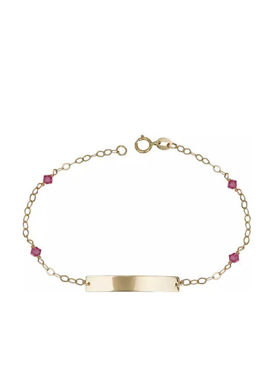 Kids Bracelet ID from Gold 9K with Stones