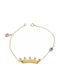 Kids Bracelet ID from Gold 9K with Heart, Crown & Evil Eye