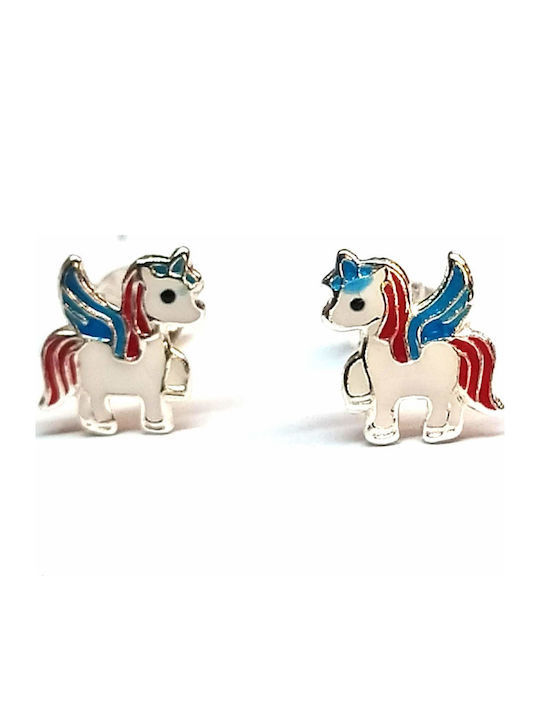 Amalfi Accessories Детски Обеци Studs Еднорози от Сребро