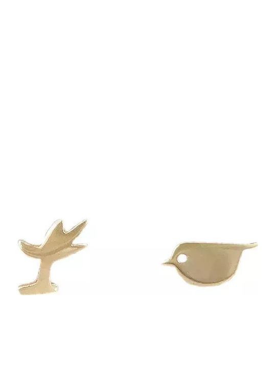 Kids Earrings 14K Leaf Bird 036055 036055 Gold 14 Carats