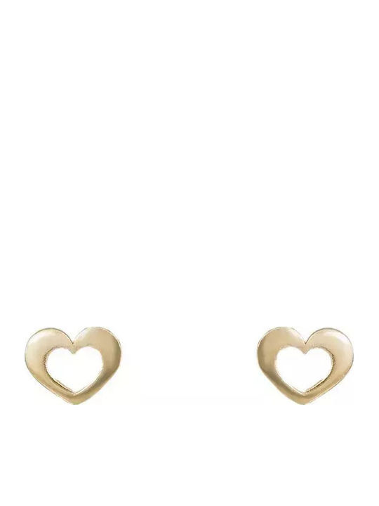 Kids Earrings Studs Hearts from Gold 14K