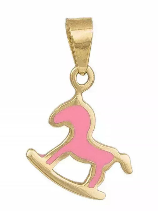 Kids Pendant K14 Pink Little Horse 023542 023542 Gold 14 Carats