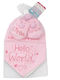 Soft Touch Kinder Mütze Set mit Socken & Lätzchen Stoff Rosa für Neugeborene 3Stück