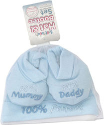Soft Touch Baby Cotton Set of 2 Kids Beanies with Socks Hb03b Light Blue
