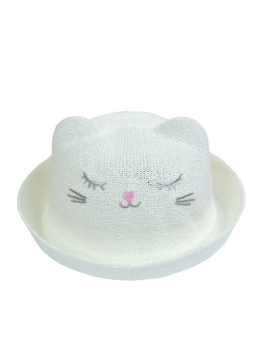 Kids' Hat Fedora Straw White