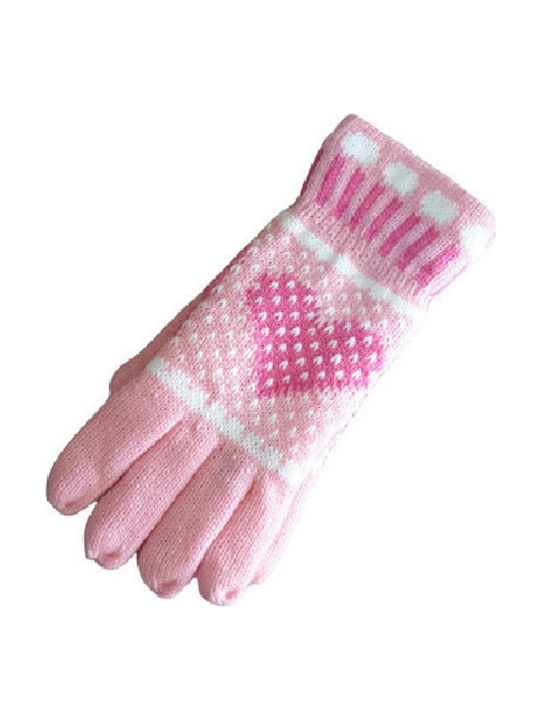 Kinderhandschuhe Mädchen Kinder Jugendliche Lange Rosa Herzchen One Size 111101