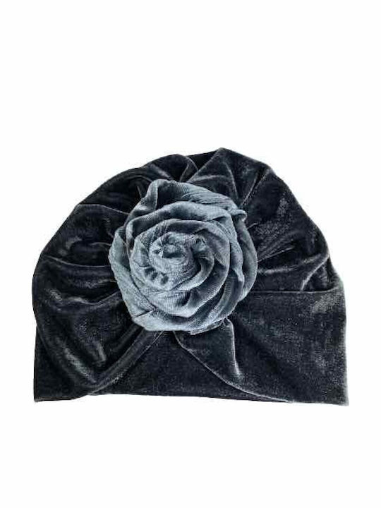 Bonjour Bebe Handmade Velvet Turban Bow Gray