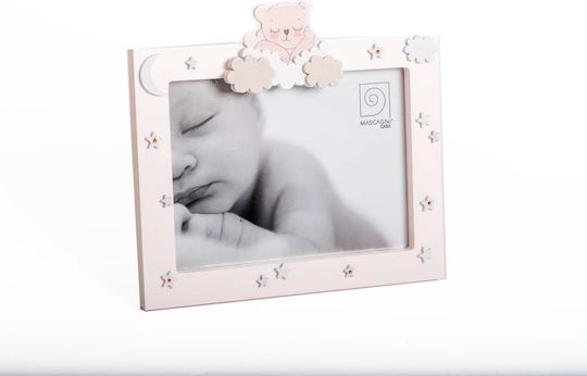 Wooden Photo Frame 15x20cm Natural Wood Teddy Bear Pink External Dimensions 24x22cm a1436