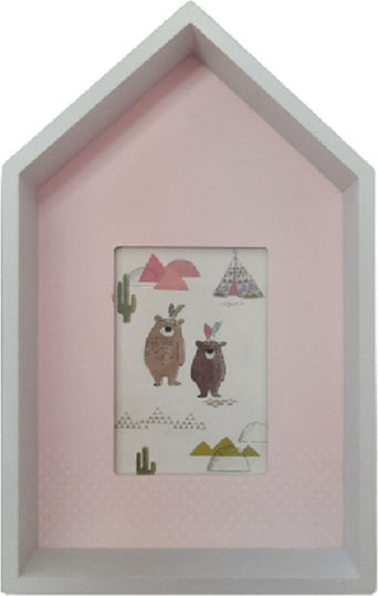 Детска рамка “Къщичка” Розова Дървена 17x28x5 см