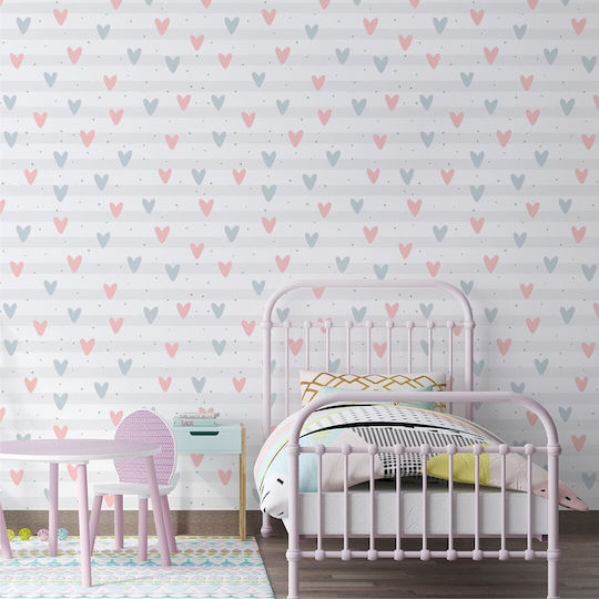 Wallpapere pentru copii Embosat Tapet cu Inimioare