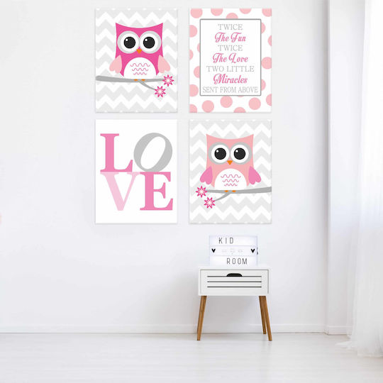 Четирикратен Панел Канва Love-owl 20x25см 4 Детски табла