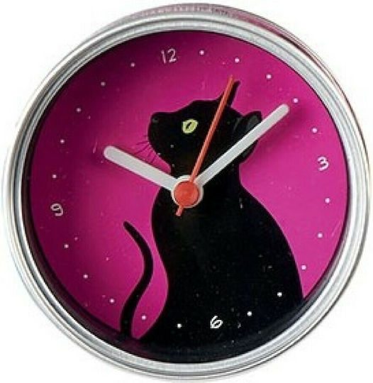 Magnetisches Katzen Wanduhr Fuchsia 8,5 x 5 x 8,5 cm