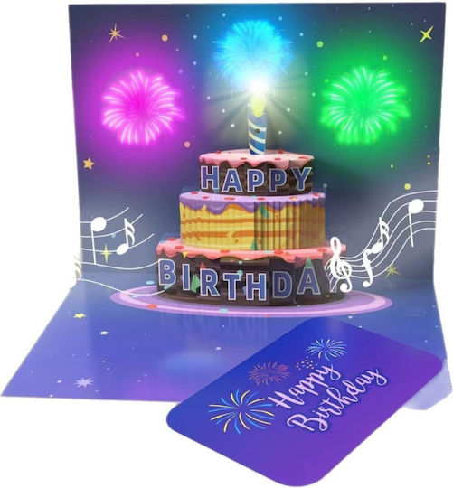 Birthday Card Playing Melody Music Light Led Cake Blow Out Candle