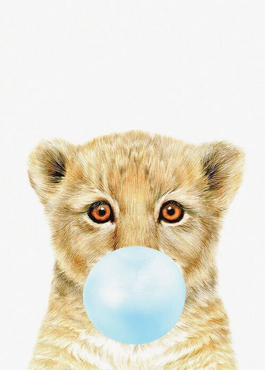 Poster Posters Little Lion Blue Bubble Paper 15x20cm