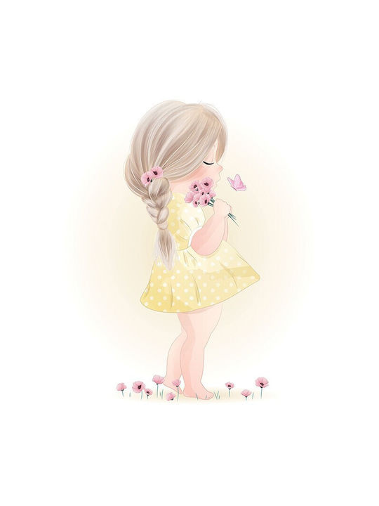 Posters Girl Pink Flowers Paper 60x60cm